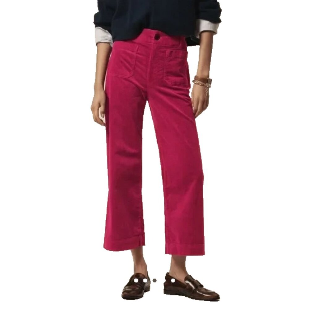 Maeve Raspberry Cropped Wide-Leg Pants - Picture 2 of 15